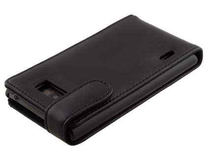 Genuine Leather Flip Case for LG Optimus L7 P700 - Black