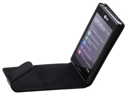 Genuine Leather Flip Case for LG Optimus L7 P700 - Black