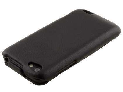 HTC One V Slim Synthetic Leather Flip Case - Classic Black