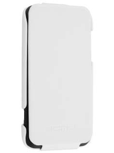 HTC One V Slim Synthetic Leather Flip Case - White