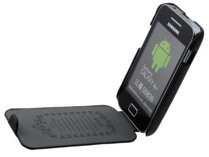 Samsung S5830 Galaxy Ace Slim Synthetic Leather Flip Case - Classic Black