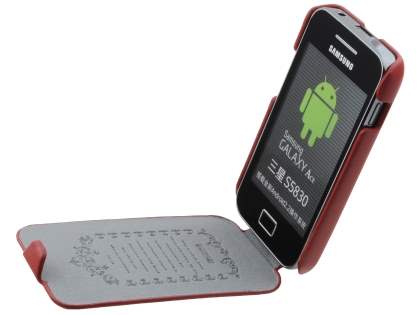 Samsung S5830 Galaxy Ace Slim Synthetic Leather Flip Case - Red
