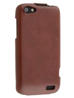 HTC One V Slim Synthetic Leather Flip Case - Brown HTC One V Slim Synthetic Leather Flip Case - Brown