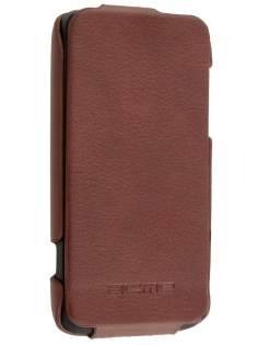 HTC One V Slim Synthetic Leather Flip Case - Brown