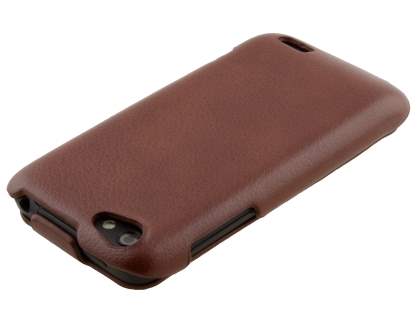 HTC One V Slim Synthetic Leather Flip Case - Brown