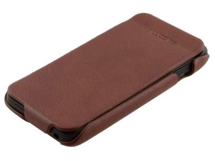 HTC One V Slim Synthetic Leather Flip Case - Brown
