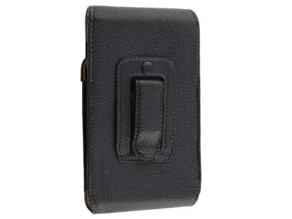 Textured Synthetic Leather Vertical Belt Pouch - Mobile Only