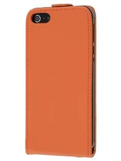 Slim Genuine Leather Flip Case for iPhone SE(1st Gen)/5s/5 - Orange
