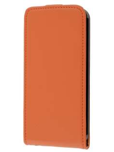Slim Genuine Leather Flip Case for iPhone SE(1st Gen)/5s/5 - Orange