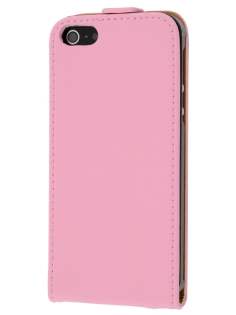 Slim Genuine Leather Flip Case for iPhone SE(1st Gen)/5s/5 - Baby Pink