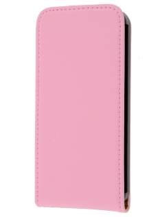 Slim Genuine Leather Flip Case for iPhone SE(1st Gen)/5s/5 - Baby Pink