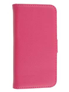 Synthetic Leather Wallet Case with Stand for iPhone SE(1st Gen)/5s/5 - Hot Pink