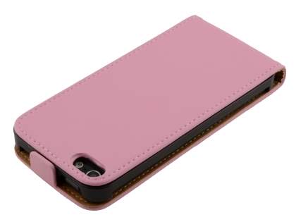 Slim Genuine Leather Flip Case for iPhone SE(1st Gen)/5s/5 - Baby Pink
