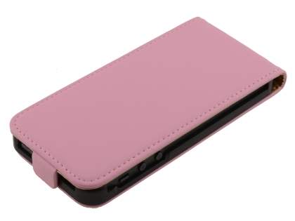 Slim Genuine Leather Flip Case for iPhone SE(1st Gen)/5s/5 - Baby Pink