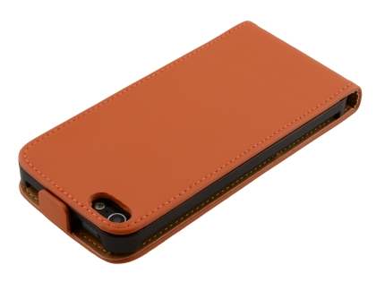 Slim Genuine Leather Flip Case for iPhone SE(1st Gen)/5s/5 - Orange