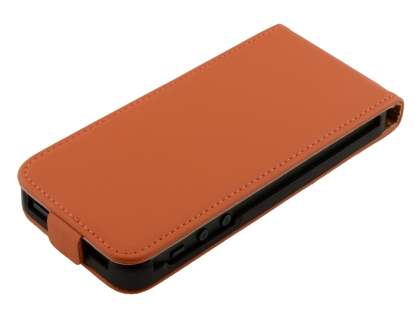 Slim Genuine Leather Flip Case for iPhone SE(1st Gen)/5s/5 - Orange