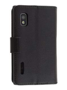 Synthetic Leather Wallet Case with Stand for LG Optimus L5 E610 - Black