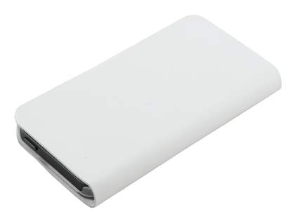 Slim Genuine Leather Portfolio Case with Stand for iPhone SE(1st Gen)/5s/5 - White