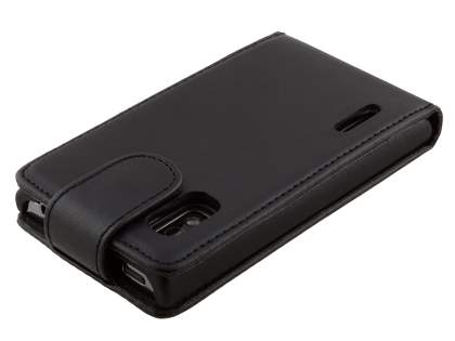 LG Optimus L5 E610 Synthetic Leather Flip Case - Classic Black