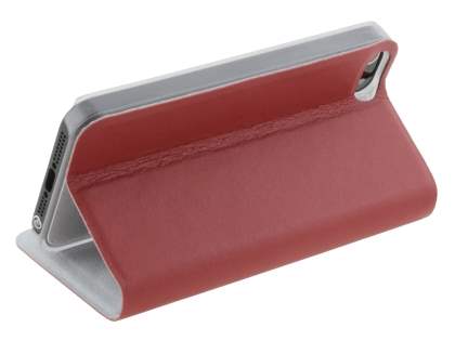 Slim Genuine Leather Portfolio Case with Stand for iPhone SE(1st Gen)/5s/5 - Red