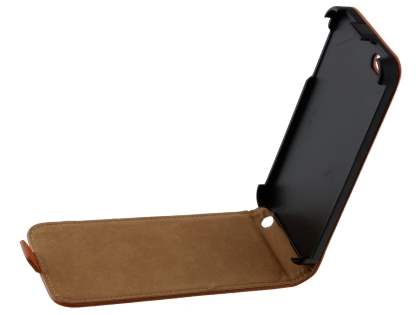 Slim Genuine Leather Flip Case for iPhone SE(1st Gen)/5s/5 - Orange