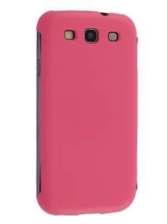 Premium Book-Style Slim Flip Cover for Samsung I9300 Galaxy S3 - Hot Pink