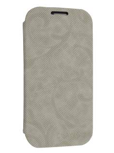 Premium Book-Style Slim Flip Cover for Samsung I9300 Galaxy S3 - Light Grey Leather Wallet Case