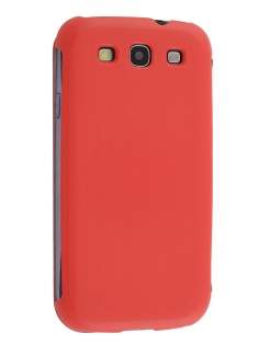 Slim Synthetic Leather Book-Style Flip Cover for Samsung I9300 Galaxy S3 - Red