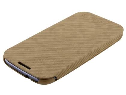 Premium Book-Style Slim Flip Cover for Samsung I9300 Galaxy S3 - Wood Brown