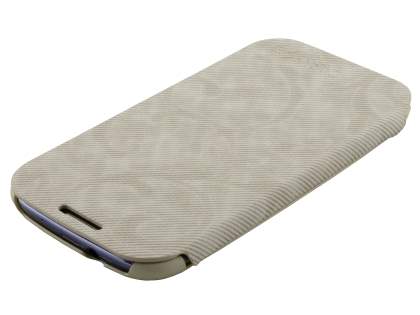 Premium Book-Style Slim Flip Cover for Samsung I9300 Galaxy S3 - Light Grey