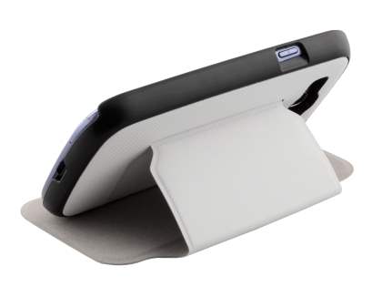 Slim Fabric Flip Cover with built-in Stand for Samsung I9300 Galaxy S3 - White/Black