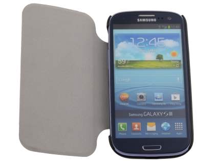 Slim Fabric Flip Cover with built-in Stand for Samsung I9300 Galaxy S3 - White/Black