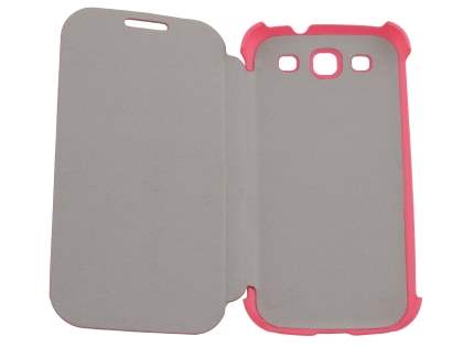 Premium Book-Style Slim Flip Cover for Samsung I9300 Galaxy S3 - Hot Pink