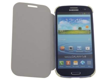 Premium Book-Style Slim Flip Cover for Samsung I9300 Galaxy S3 - Light Grey