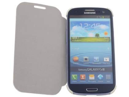 Slim Synthetic Leather Book-Style Flip Cover for Samsung I9300 Galaxy S3 - White
