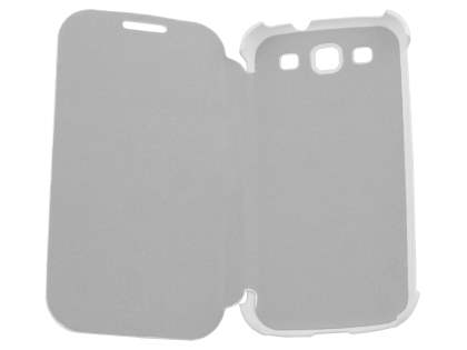 Slim Synthetic Leather Book-Style Flip Cover for Samsung I9300 Galaxy S3 - White
