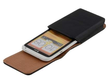 Textured Synthetic Leather Vertical Belt Pouch for HTC One X / XL / X+