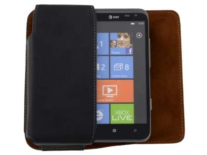 Extra-tough Genuine Leather ShineColours belt pouch for HTC Titan II 4G