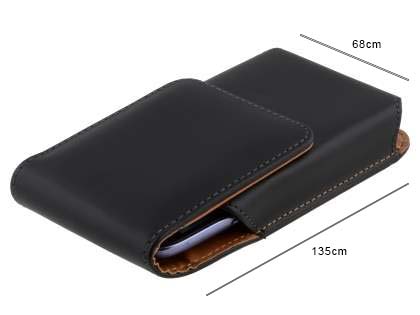Smooth Synthetic Leather Vertical Belt Pouch - Mobile Only