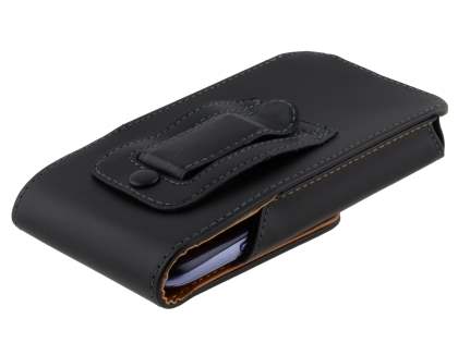 Smooth Synthetic Leather Vertical Belt Pouch - Mobile Only