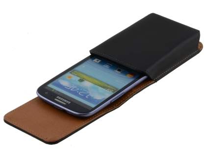 Smooth Synthetic Leather Vertical Belt Pouch - Mobile Only