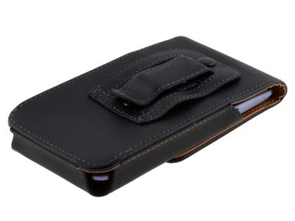 Smooth Synthetic Leather Vertical Belt Pouch - Mobile Only