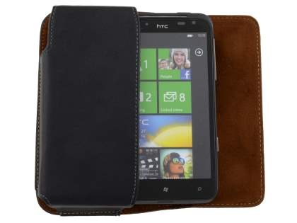 Extra-tough Genuine Leather ShineColours belt pouch for HTC Titan