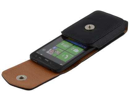 Textured Synthetic Leather Vertical Belt Pouch for HTC Titan