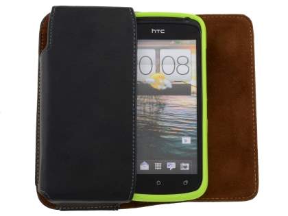 Extra-tough Genuine Leather ShineColours belt pouch (Bumper Case Compatible) for HTC One S