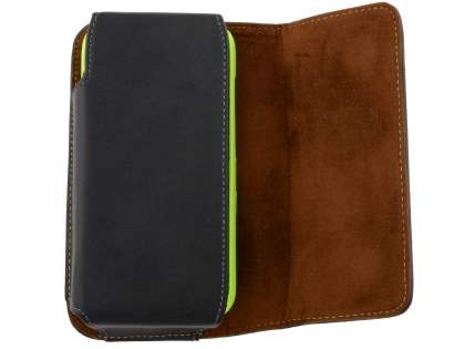Extra-tough Genuine Leather ShineColours belt pouch (Bumper Case Compatible) for HTC One S