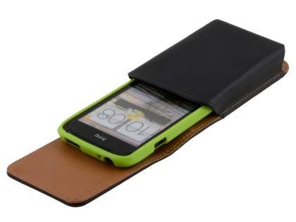 Smooth Synthetic Leather Vertical Belt Pouch (Bumper Case Compatible) for HTC One S