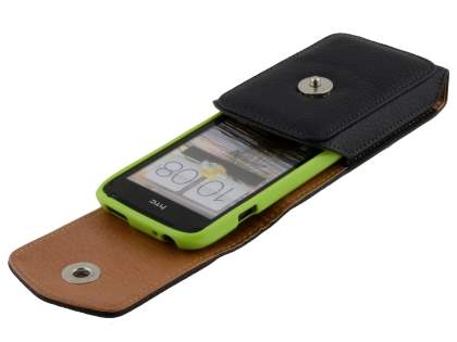 Textured Synthetic Leather Vertical Belt Pouch (Bumper Case Compatible) for HTC One S