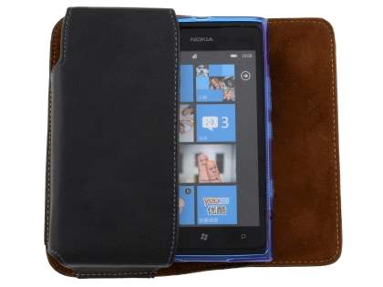 Extra-tough Genuine Leather ShineColours belt pouch (Bumper Case Compatible) for Nokia Lumia 900