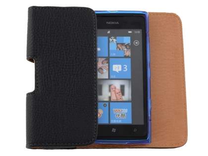 Textured Synthetic Leather Belt Pouch (Bumper Case Compatible) for Nokia Lumia 900